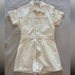 Zara White Denim Romper